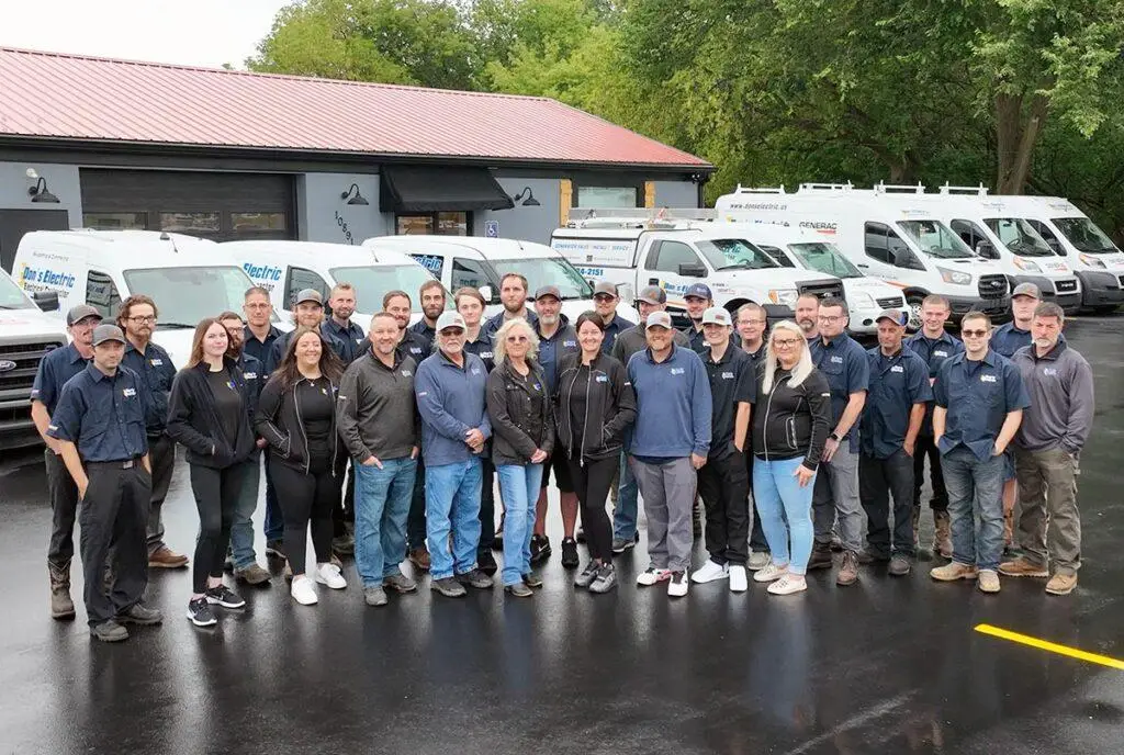 A group photo of the expert master electrical contractors and skilled technicians at Don's Electric for the about us page.