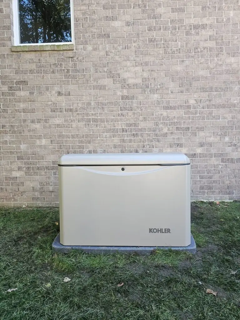 Professionally installed automatic backup generator outside a home in Berkley, Michigan.